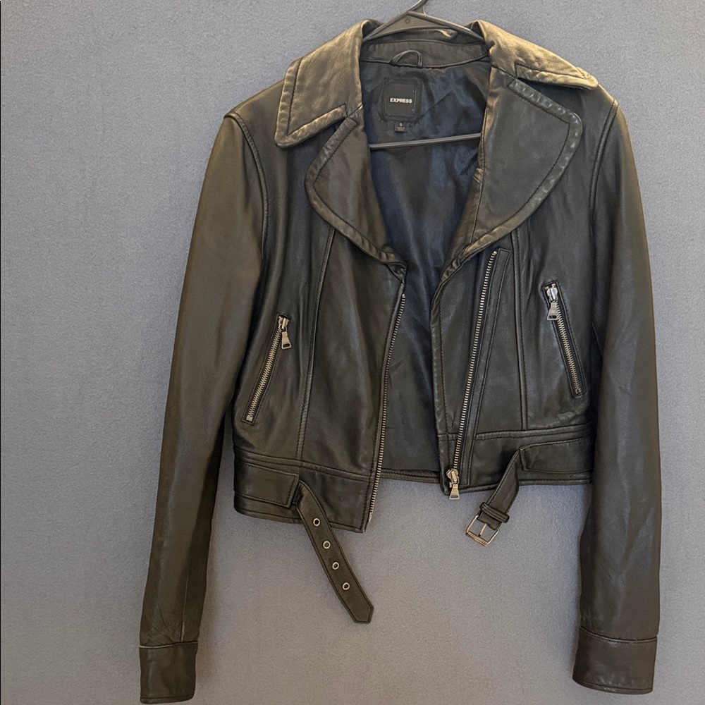 Express Black Leather Moto Jacket